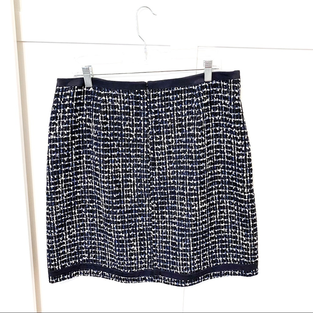 Ann Taylor Tweed A-Line Skirt in Blue & White US14 Cold Weather Skirt